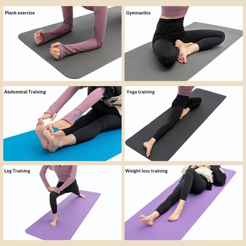 Mat Pilates Yoga - 特厚滑り止めヨガマット、衝撃吸収、幅広ピラティスフィットネスワークアウトマット、ホームジム、女性男性用、環境に優しいピンク