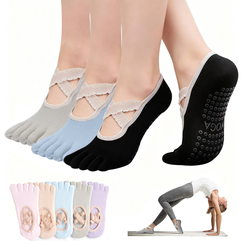 Pilates Yoga &A - レディースノンスリップピラティスソックス女性レース包帯ヨガソックススポーツフィットネス通気性バレエダンスソックスピラティススタジオ用