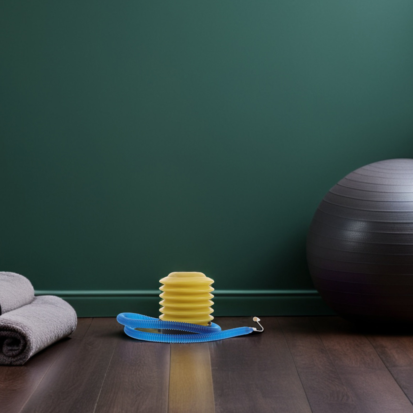 Pilates Yoga &A - 1セットヨガボールポンプ手動フットプレスエアインフレータ、安定性エクササイズ用の精密デフレーションプラグ付き、ピラティスボール、水泳用