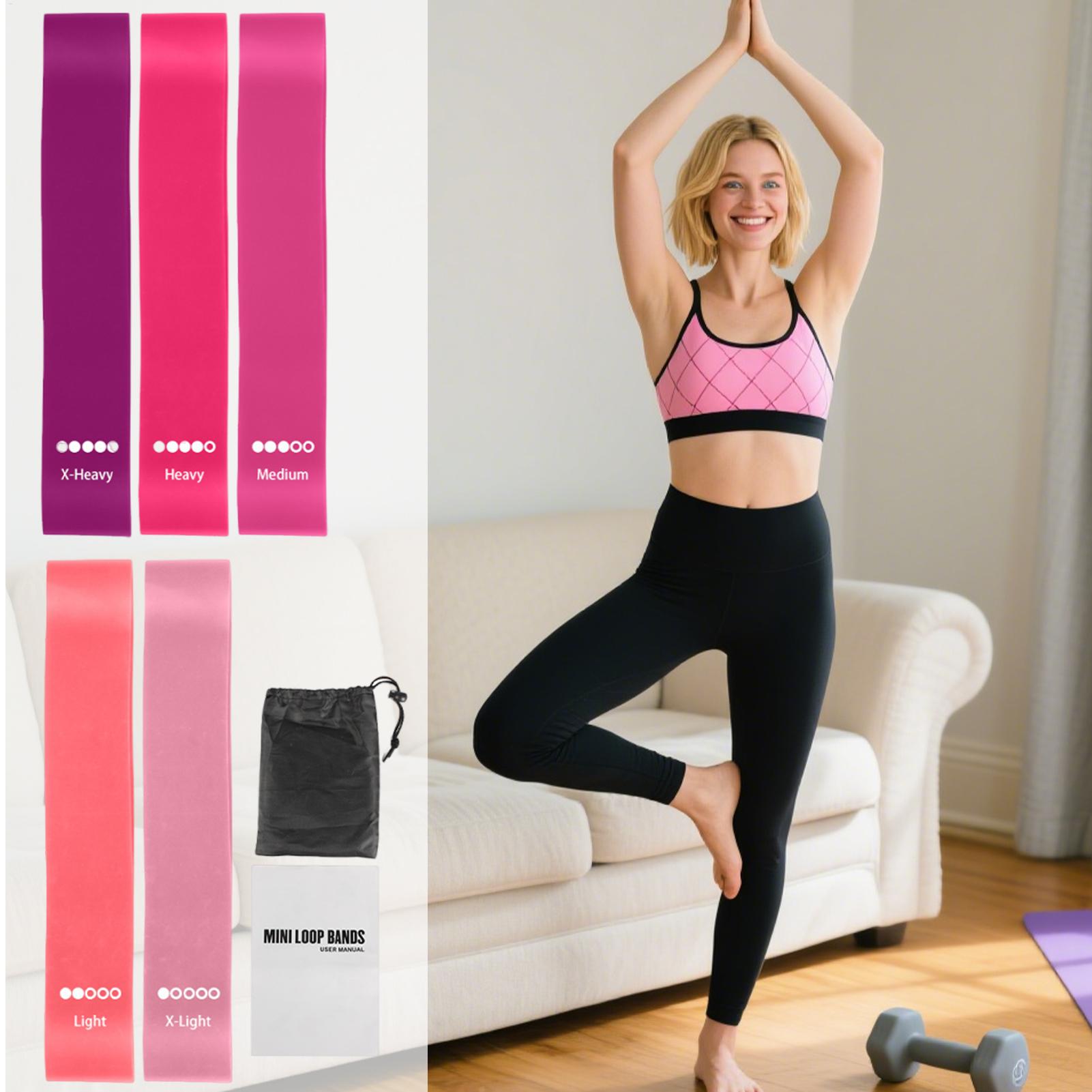 Pilates And Yoga Difference - ヨガスポーツエクササイズ弾性フィットネスバンド、家庭用に最適、5つの異なるレベルの抵抗バンド、ピラティスワークアウト機器