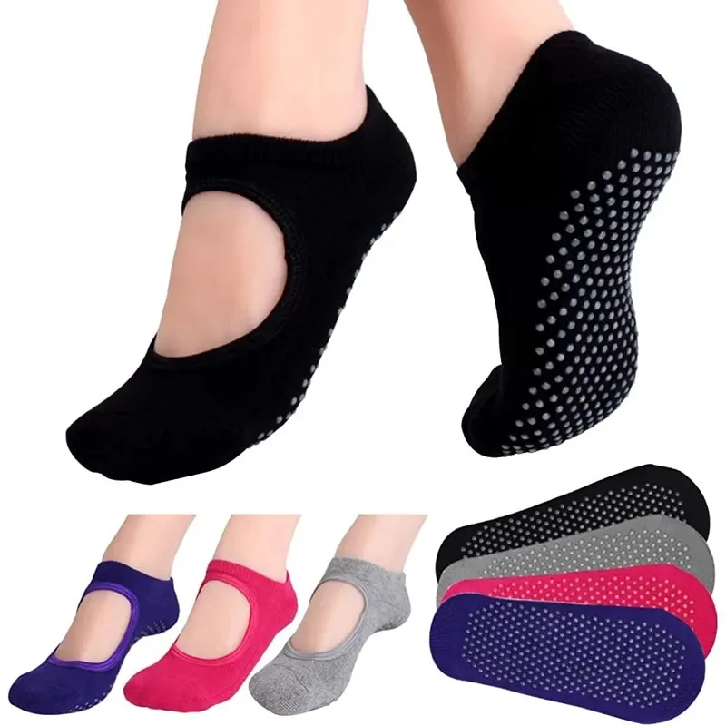 Pilates Yoga &A - バックレスノンスリップフィットネスヨガソックス綿女性スポーツピラティスソックスバレエダンススリッパ裸足ソックスワークアウトジム用