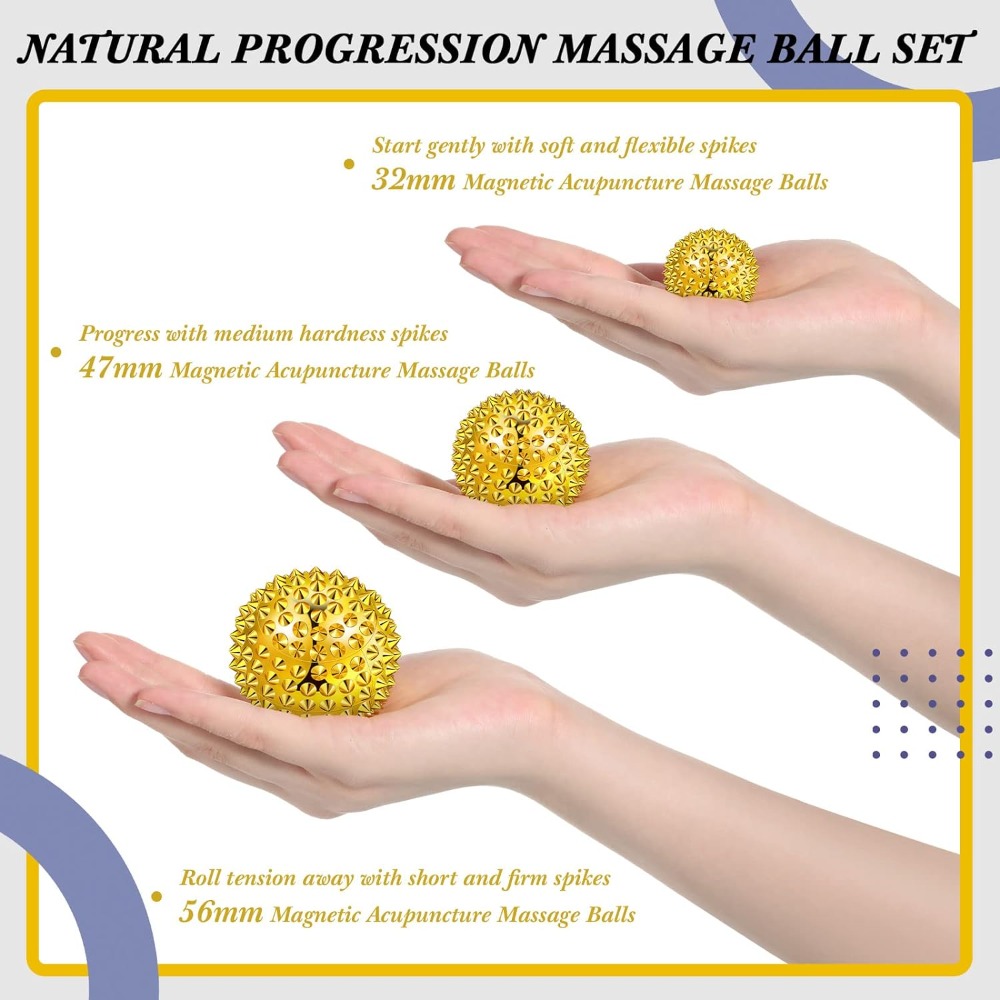 磁気ハリネズミマッサージボール、鍼ボール、中国のストレス解消 - Acupressure Ball Set のレビューと価格