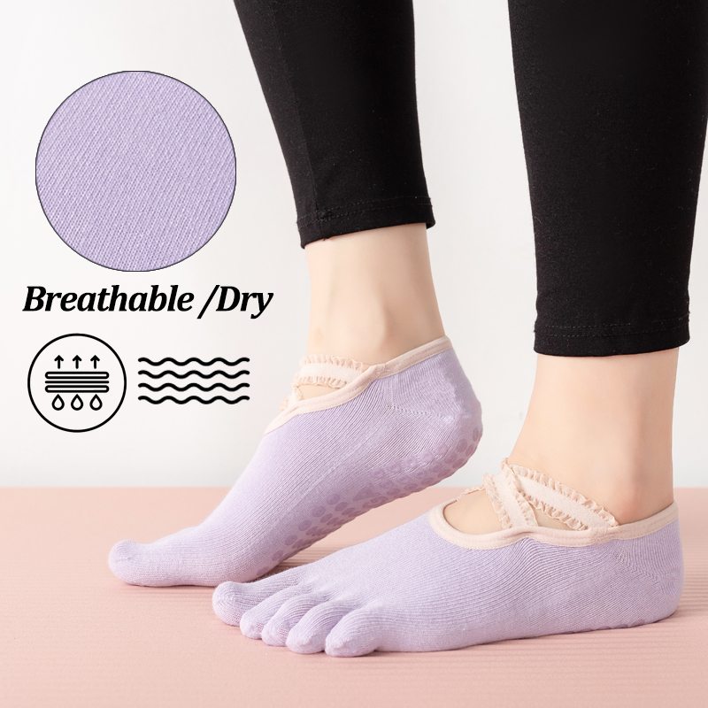 レディースノンスリップピラティスソックス女性レース包帯ヨガソ - Pilates Yoga &A のレビューと価格