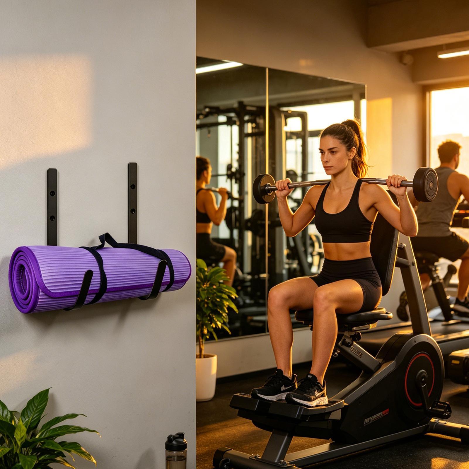 ヨガマットホルダー壁掛けフォームローラー棚曲線デザインヨガマ - Pilates Yoga Garage のレビューと価格
