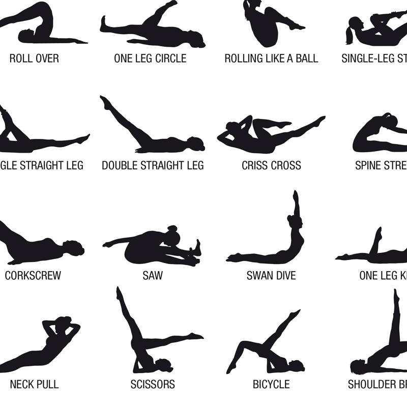 フレームレスピラティスワークアウトチャートポスターキャンバス - Pilates Yoga &A のレビューと価格